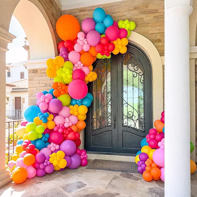 Balloon Arch Garland Kit,Green Pink Blue Yellow Orange Balloons Assorted Colors Pastel Balloons For Girls Kids Magic Themed Birthday Baby Shower Wedding Graduation Party Decorations