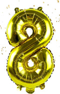 Gold Number “8”Balloons 16 Inch, Mylar Foil Custom Single Letter, Hanging, Reusable for girls boys adults Birthday,Surprise,Wedding, Celebration, Sports Party Event Decoration Supplies