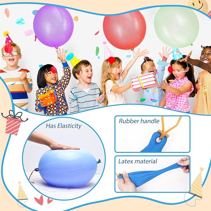 rubfac 30Pcs Punch Balloons, Party Favors for Kids, Thickened Heavy Duty Neon Punching Bounce Balloon for Easter Egg Fillers,Birthday Party Goodie Bag Stuffers Exciting Outdoor Play Supply