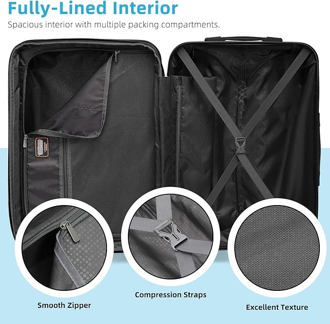 LARVENDER Luggage Sets 3 Piece, Hardside 20 IN Carry on Luggage Airline Approved PC+ABS Suitcase Set with Spinner Wheels TSA Lock, Lightweight Rolling Suitcase for Men and Women, Cheetah Print