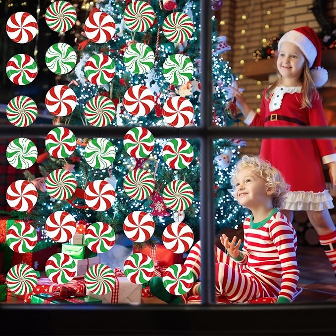 Faccito 8 Pcs Christmas Peppermint Candy Hanging Decorations Christmas Ceiling Decorations Paper Garland for Xmas Party Winter Holiday Birthday Decor (Red Green Candy)
