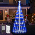 Christmas Cone Tree Light, 7ft 295 LED Light Show Christmas Tree with 8 Modes Timer Remote, Dimmable Artificial Christmas Tree for Porch Yard Patio Indoor Outdoor Xmas Holiday Decor, Blue & White
