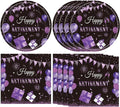 40PCS Retirement Party Decorations Purple Happy Retirement Party Decorations Supplies Tableware Plates and Napkins for Women Going Away Party Disposable Dinnerware Kit,Serves 20