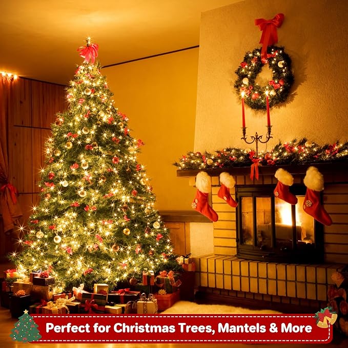 66FT 200 LED Connectable Christmas Tree Lights, End-to-End Plug 8 Modes Indoor Lights with Timer, Outdoor Indoor Fairy Lights Christmas Tree, Patio, Garden, Party, Wedding, Holiday (Warm White)