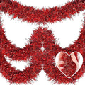 25 Feet Christmas Tinsel Garland, Metallic Twist Garland Wall Hanging Tinsel Garland Backdrop for Parade Floats, Carnival, Birthday, Wedding, New Year Party Decorations (Red, 4in x 25ft)