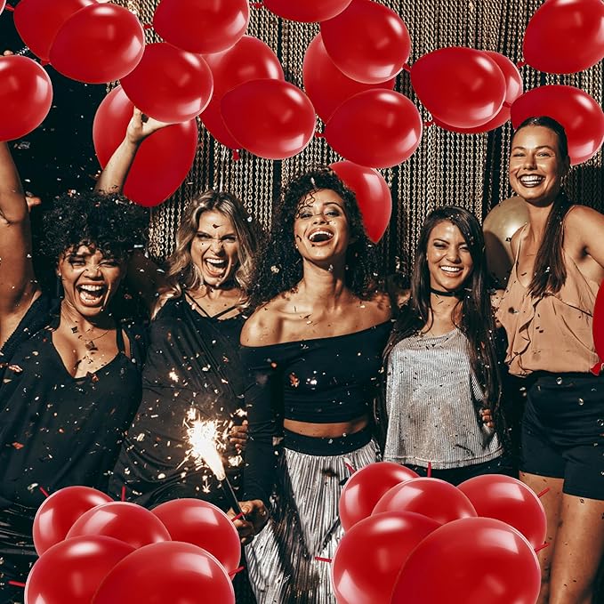 Link Balloons 12 Inch - 100 Pcs Quick Link Balloon Latex Linking Balloons Connected Linkable Balloon Birthday Wedding Party Decorations(Red)