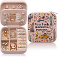New York Travel Souvenirs Gift Jewelry Box, Welcome to New York City Themed Gifts for Traveller Women Friends, I Love NYC Travel Trip Favors Jewelry Case Organizer