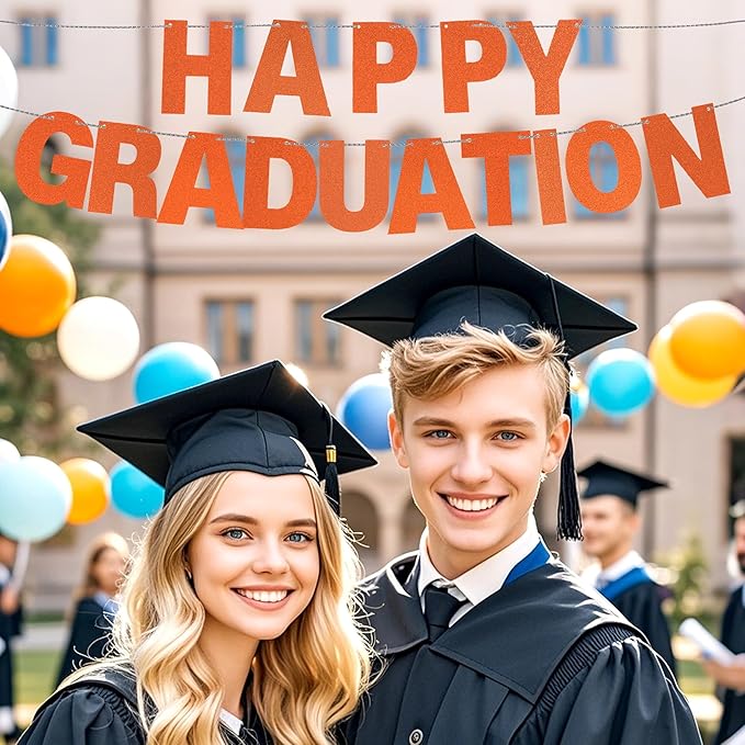 DIY Banner Kit with Letters Glitter Banner Letters Customizable Birthday Banners Graduation Banner Custom Party Hanging Banner for Graduation Wedding Party Baby Shower Decoration(Orange)