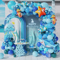 Under the Sea Party Decoration,162Pcs Mix Sky Royal Blue Balloon Arch Kit with Bubbles Starfish Shark Jellyfish Foil Balloon for Sea Animal Ocean Theme Birthday Baby Shower Beach Pool Party Supplies