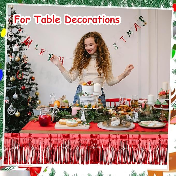 6 Pack 10 Feet Foil Fringe Garland, Metallic Tinsel Streamers Banner Wall Hanging Curtain Backdrop, for Parade Floats Bachelorette Wedding Birthday Party Christmas Decorations