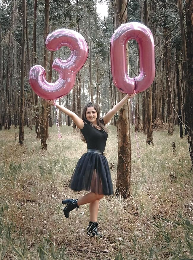 13 Number Balloons, 40 Inch Pearl Pink Balloons for Woman Man 13th Birthday Decoration, Foil Number 13 Ballon for 13, 31 Anniversary, Bridal Shower, Graduation, Wedding, Valentine's Day, Mother's Day