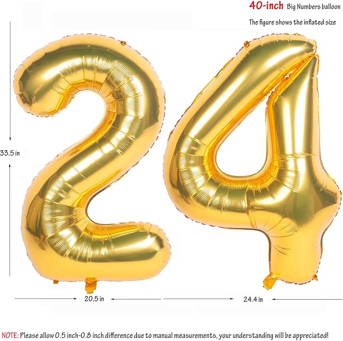 40 Inch gold Number Balloons Helium Foil Mylar Balloon Birthday Party banquet Decoration 24