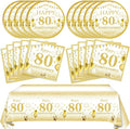 41PCS Gold Party Decorations 80th Party Tableware Set 1945 80th Theme Birthday Party Table Decoration Supplies Cheers to 80 Years Paper Plate Napkin Tablecloth for Wedding Anniversary Party Supplies