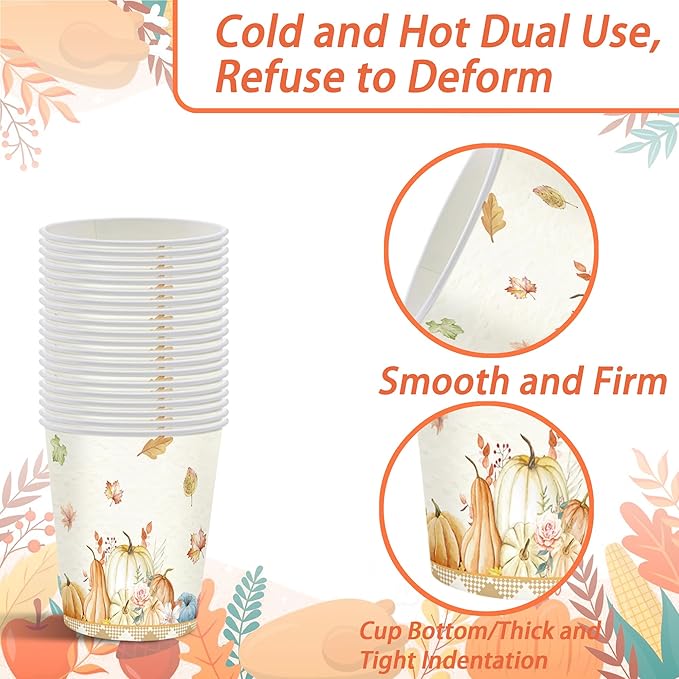 Thanksgiving Party Supplies Decoration Set, 141 Pieces Includes Plates, Napkins, Cups, Tablecloth and Tableware for Thanksgiving Theme Party Decorations, Serves 20