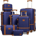 Joyway Luggage Set 7 Piece Suitcase Sets with Spinner Wheel,Hardside Expandable Travel Laggage with TSA Lock(18/20/24/28 Navy)
