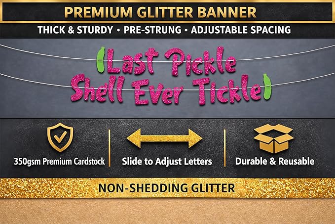 Pre-Strung Funny Bachelorette Party Pink Glitter Banner - Funny Bachelorette Party Decorations for Her - Party Supplies, Favors and Gifts