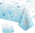 4 PCS Blue White Plastic Snowflake Tablecloth(54x108 Inch) Frozen Birthday Winter Wonderland Decorations Disposable Table Cover Tablecloths for Christmas Holiday New Year Party Favors Supplies Decor