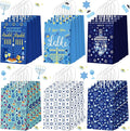 Outus 24 Pcs Hanukkah Party Favor Bags Chanukah Gift Goodie Paper Bags with Handles Blue Star of David Dreidel Candy Treat Pouch for Happy Hanukkah Party Decorations Supplies
