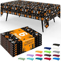 Smiry Disposable Table Cloth - 6 Pack, 54 x 108 Inch Waterproof Rectangle Tablecloths for Parties, Decorative Plastic Table Cover, Leakproof & Sturdy, Black & Silver