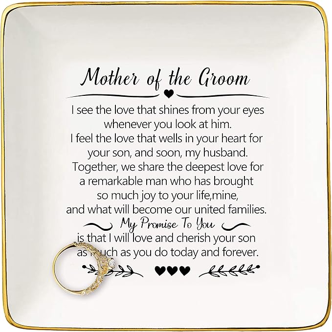 Topthink Ring Dish Gifts for Mother of the Groom from Bride-I See the Love That Shines-Wedding Gift for Mother of the Groom-Bridal Shower Gift-Ceramic Jewelry Holder Ring Dish Trinket Box Tray