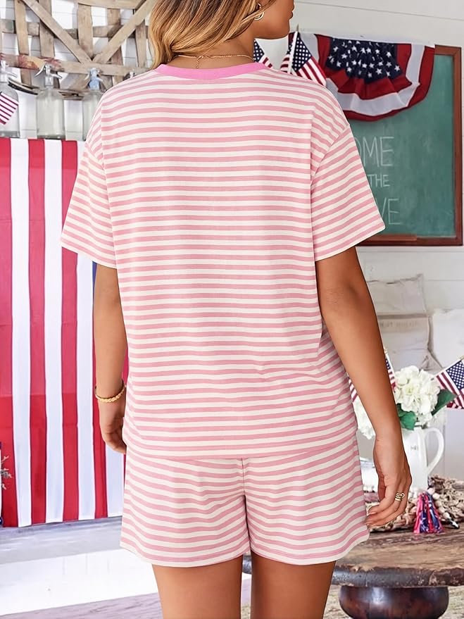 VILOVE 4th of July 2 Piece Sequin Outfits Women 250 Anniversary Usa Shirts and Short Sets Casual Patriotic Shirt Summer Set
