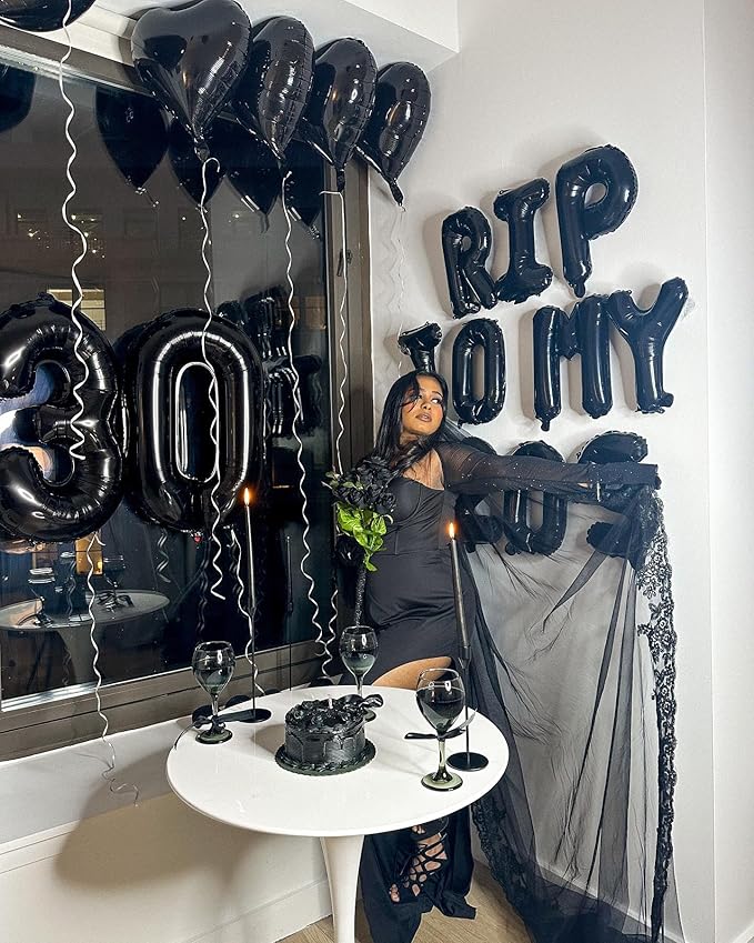 19 Balloon Number, Black Number 19th Birthday Balloons 40 Inch, 19 Years Old Black Birthday Decorations for Boys Girls, 19th Anniversary Decorations