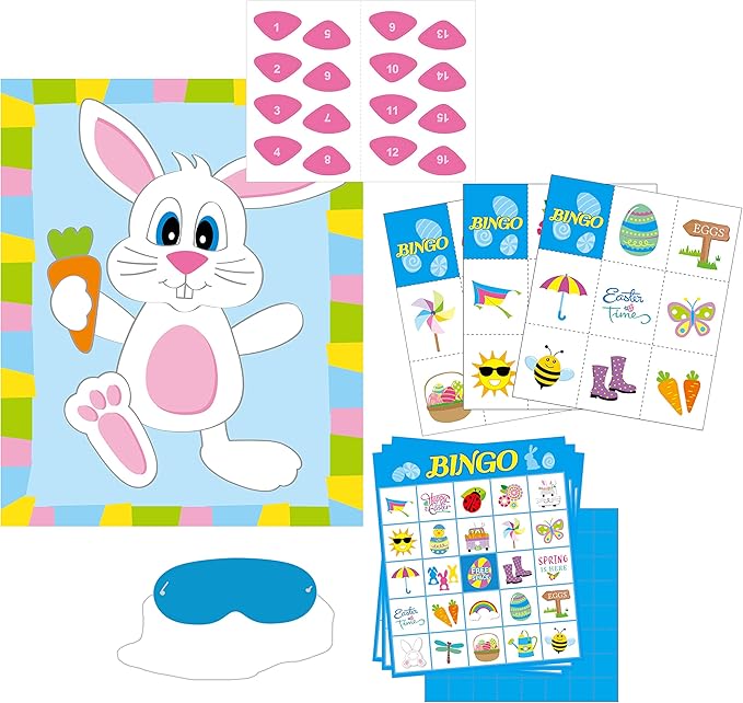 Iconikal 32 Player Easter Bingo Set with Bonus Pin the Nose on the Bunny Game