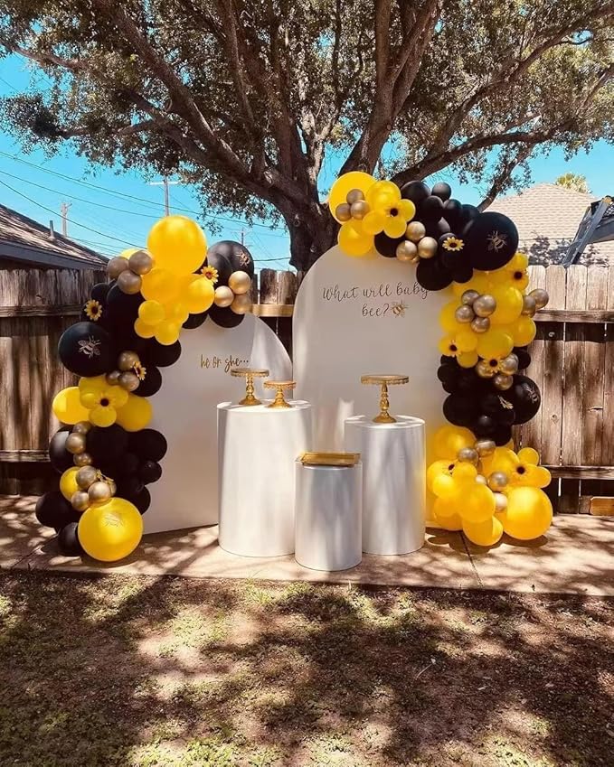 Black and Yellow Balloon Arch Kit - 100pcs Balloon Garland Kit with Black and Yellow Balloons in 18/12/10/5 inch Sizes for Baby Shower or Birthday Parties - Bee and Bumblebee Themed Decoration
