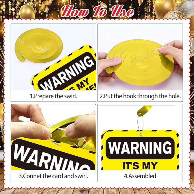 39pcs Funny Retirement Party Decorations for Men Women, Vintage Caution Happy Retirement Banner Balloons Hanging Swirls Pennants Cake Cupcake Toppers Funny Retired Party Supplies for Farewell