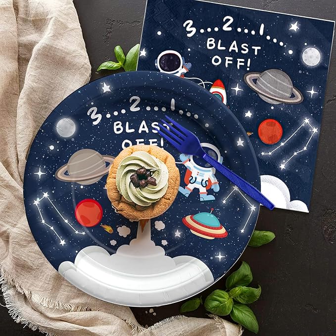 Space Birthday Decorations Tableware Boys - Outer Space Theme Party Supplies, Paper Plates, Napkin, Cup, Cutlery, Galaxy Space Astronauts Theme Party Decorations For Baby Shower | Server 24