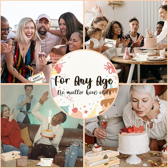 60pcs Birthday Wishes Cards, Guest Book Advice Cards Box for Party, Advice And Wishes for Games, for 16th, 18th, 30th, 40th, 50th, Any Age, Party Favors