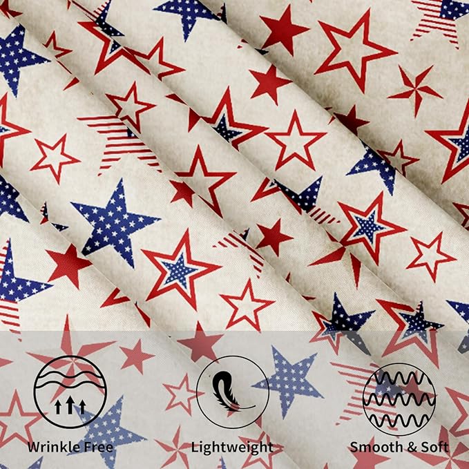 Vintage Fourth of July Tablecloth Round 60 Inch 4th of July Patriotic Outdoor Table Cloth Rustic USA Memorial Day Table Cover for Kitchen Dinner Room Holiday Party Home Independence Day Decor