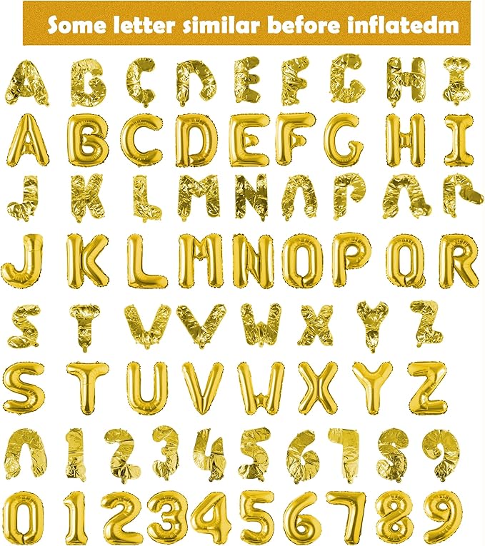 Happy Birthday Balloon Banner Custom Phrase Balloons letter 16 inch Personalized Alphabet Letters Foil Mylar Balloons (Gold)