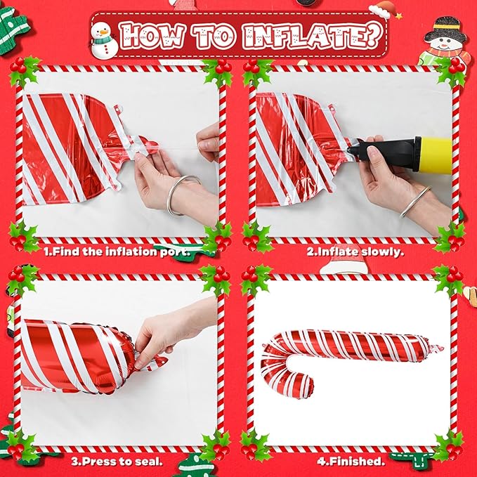 Christmas Balloon Arch, Red Green Xmas Balloon Garland Kit with Foil Candy Cane Lollipop Swirl Candy Balloons, Red Dark Lime Green Balloons for Merry Christmas Party New Year Holiday Birthday Decor
