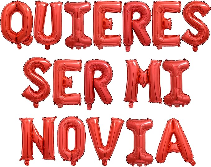 2 Set 34Pcs Red QUIERES SER MI NOVIA Letter Balloons 16in Balloon Foil Letter Decorations Party Decor Red Letter Balloons QUIERES SER MI NOVIA Party Supplies