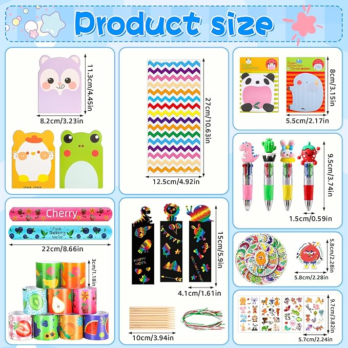 24 Pack Party Favors Classroom Gifts Set with Classic Animal ＆Fruit Designs for Teens, Goodie Bags with Multicolor Pen for Birthday Stuffers Rewards Prizes Party Favors