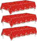 Christmas Tablecloths – 3 Pack 54 x 108 Inch Rectangle Table Covers – Red and Green Plastic Tablecloth with Santa Claus, Christmas Tree & Snowflake Prints – Christmas Holiday Party Decorations