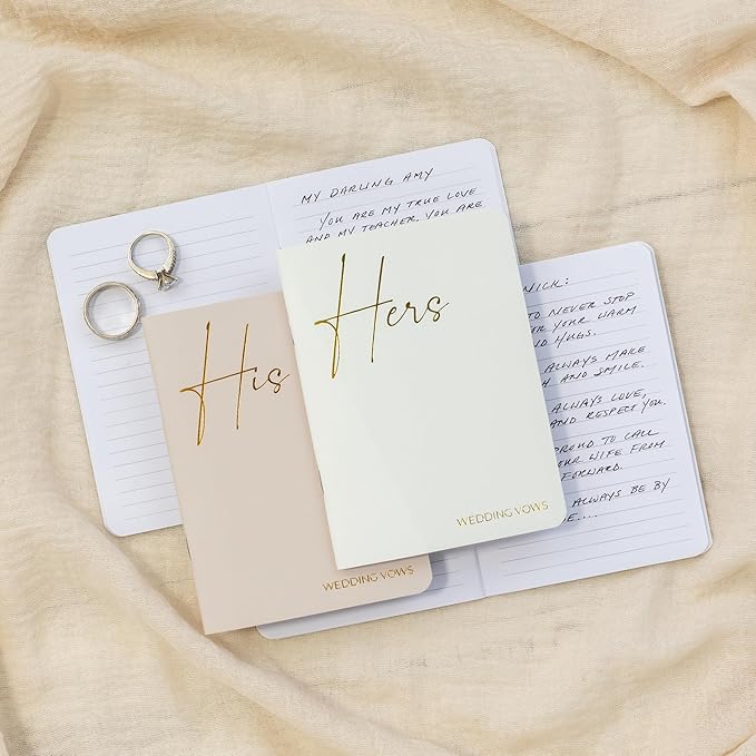 Elegant Vow Books With Gold Foil Lettering For Your Wedding - Perfectly Sized His and Hers Vow Books With Plenty Of Pages To Write Whatever is on Your Heart - A Beautiful Addition For The Wedding Day
