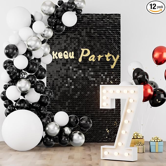 Shimmer Sequin Wall Backdrop Panels, 12pcs DIY Party Decor for Wedding, Birthday, Graduation, Anniversary, Engagement, Holiday & Home Decoration