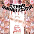 67 PCS Happy Retirement Party Decorations Rose Gold Women Banner Foil Balloons Cake Toppers Pompoms Retired Sash for Retirement Party (Rose Gold)