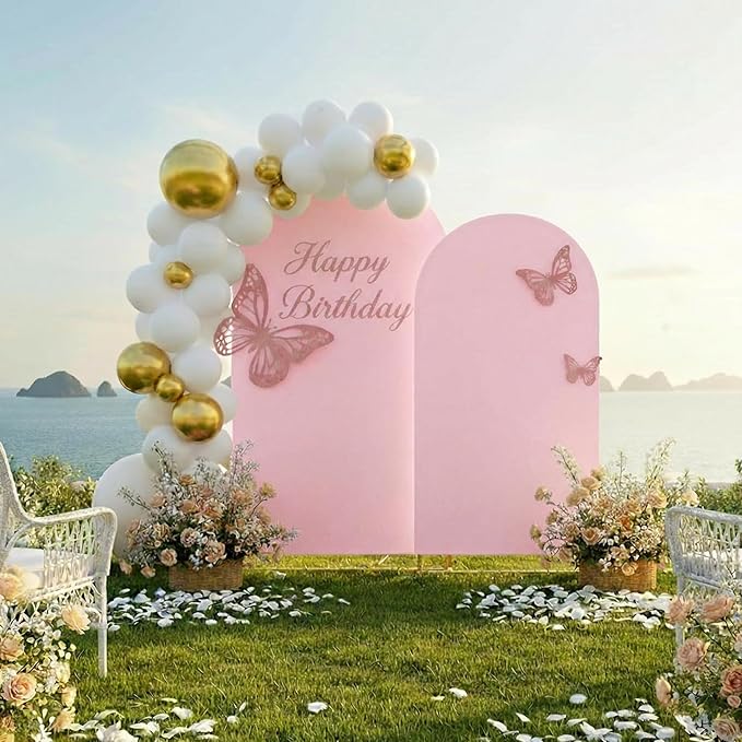 Metal Arch Backdrop Stand and Cover Set, 8FT, 7.2FT Party Backdrop, Easy to Assemble, Backdrop Stand for Parties, Birthday, Baby Shower