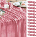 Wokceer Cheesecloth Table Runner 12Pack 10FT Dusty Rose Boho Gauze Cheese Cloth Table Runner for Party Long Rustic Sheer Table Runners for Baby Bridal Shower Wedding Easter Table Decor