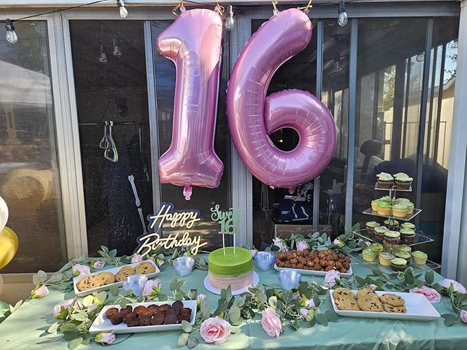 2 Numbers Balloon 40 Inch Pink Two Balloon Number Birthday Decor, 2nd 12 21st Party Celebration Decorations Graduations Wedding Baby Shower