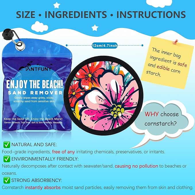 2 Packs Sand Remover for Beach Cleaner Eraser Family Women Wipe Off Mitt Duster Brush Cup Holder Game Toy Cruise Ship Accessories Summer Vacation Must Have Hawaii Trip Essential Honeymoon Gift Towel