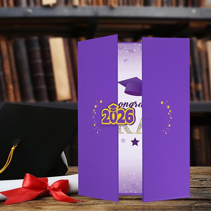 Vlipoeasn 2026 Graduation Guest Book Alternative, Purple Gold Class of 2026 Graduation Party Decorations, Graduation Signature Book for 2026 College High School, Unique Graduation Gifts for Friends