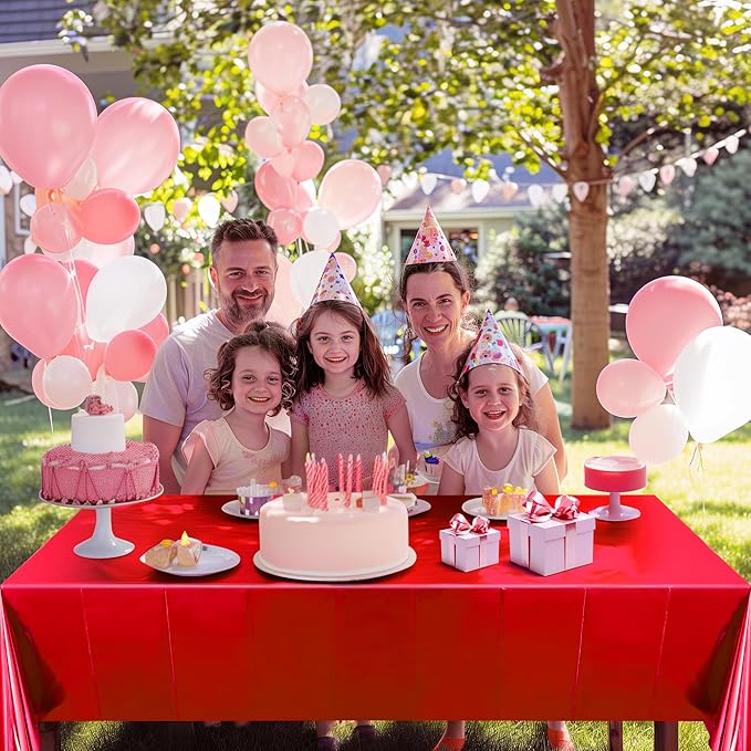 4pcs Red Foil Tablecloth 54*72 Inch Plastic Christmas Carnival Birthday Party Table Cloths Disposable Waterproof Table Cover for Graduation Anniversary Wedding Baby Shower Bridal Party Supplies