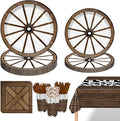 168PCS Wagon Wheel Party Decorations Western Party Supplies Brown Wild West Paper Plates Napkins Cups Knives Forks Straws tablecloths for 24 Guests
