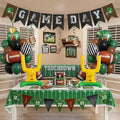 Football Balloons dark green brown black Balloons with Banner Hanging Swirl Goal Post Football Balloons for Sports Birthday Boys first year touch down party decorations