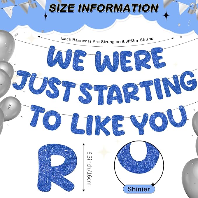 Fulmoon We Were Just Starting to Like You Banner Going Away Party Retirement Sign Farewell Decorations Good Luck Goodbye Moving Graduation Party Supplies and Gifts(Navy Blue)