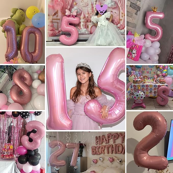 Smlpuame Pastel Pink 8 Balloons, 40 Inch Large Light Pink Foil Number Balloons 0-10, Self-Sealing 8th Birthday Balloon for Girls Women Anniversary Baby Shower Princess Party Decorations Supplies